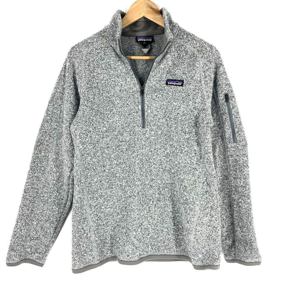 Patagonia Better Sweater Size Medium Birch White Gray Half 1/4 Zip Fleece Jacket